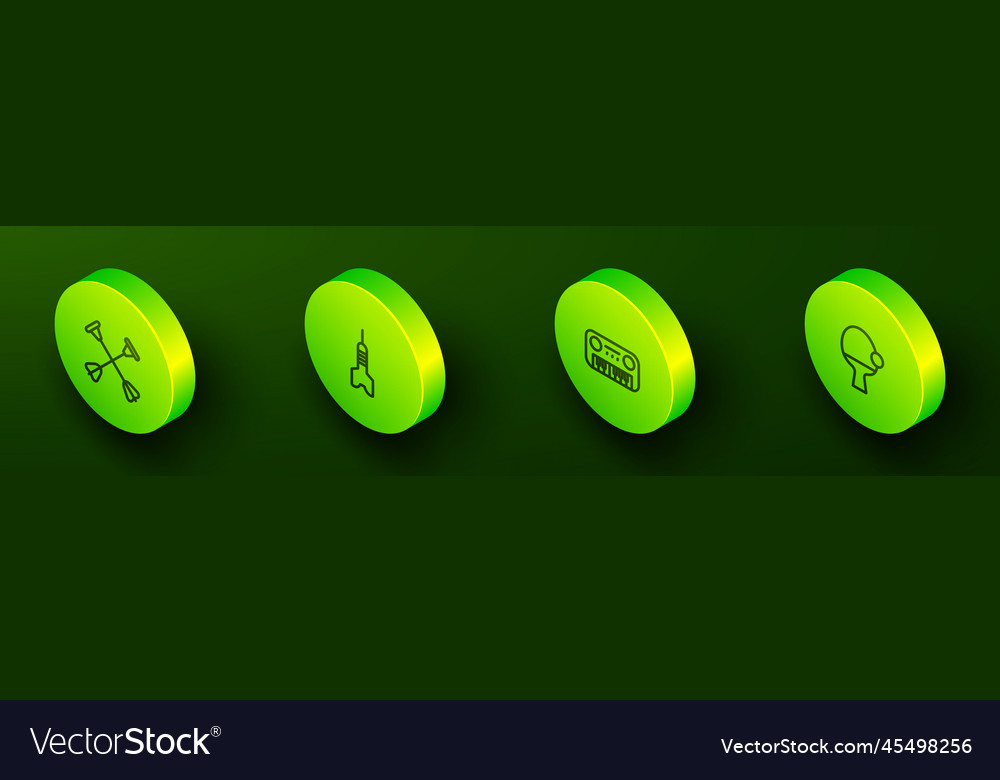 Set isometric line arrow with sucker tip dart vector image Set isometric line arrow with sucker tip dart
