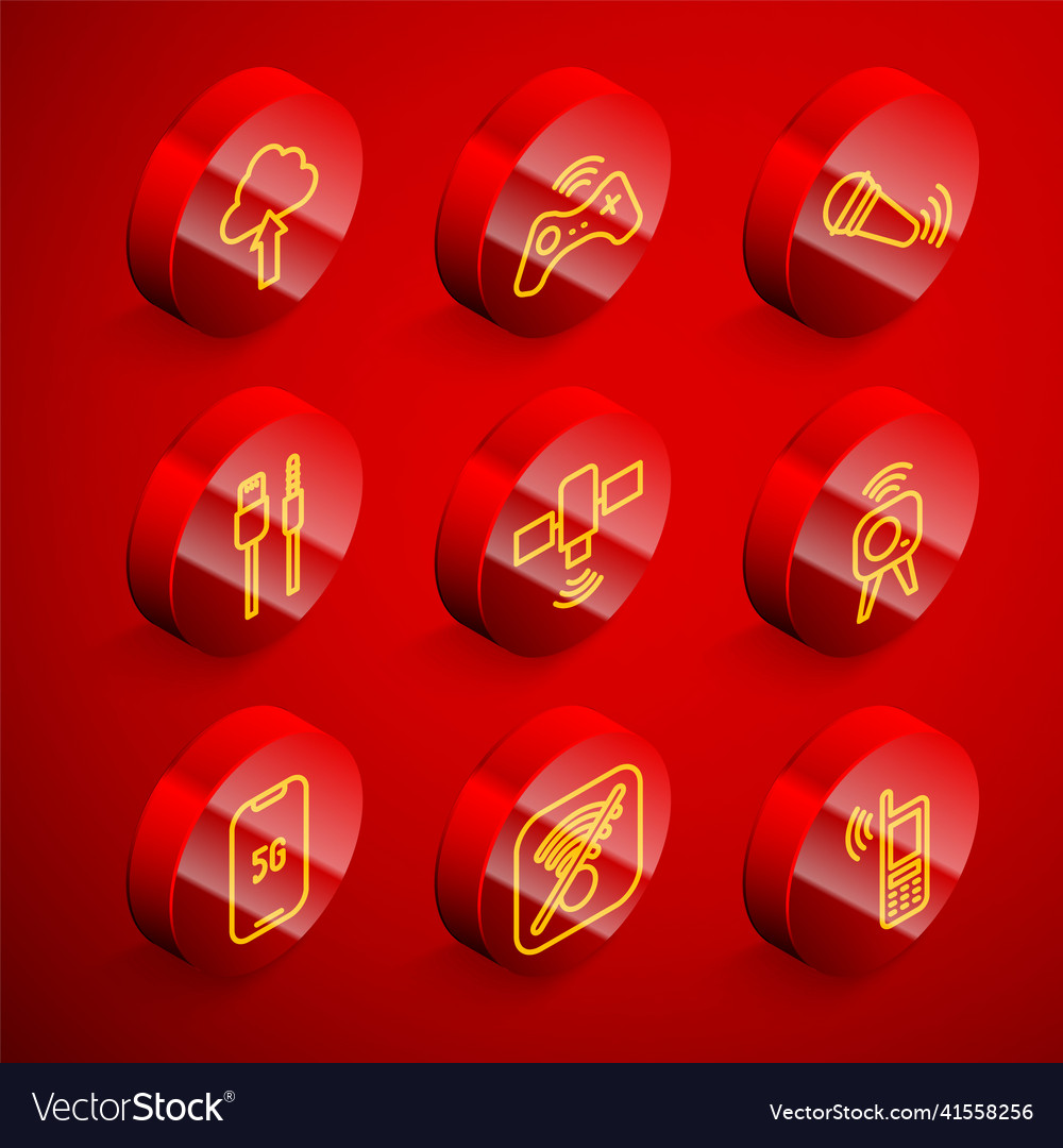 Set line cloud upload wireless gamepad vector image Set line cloud upload wireless gamepad