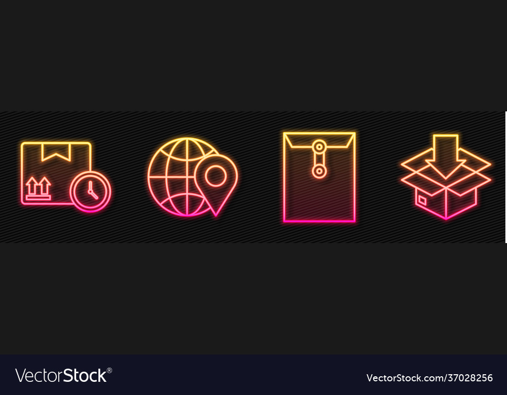 Set line envelope cardboard box and fast time vector image Set line envelope cardboard box and fast time