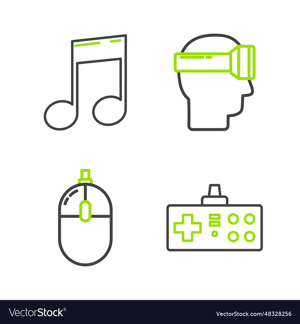 Set line gamepad computer mouse virtual reality vector image Set line gamepad computer mouse virtual reality