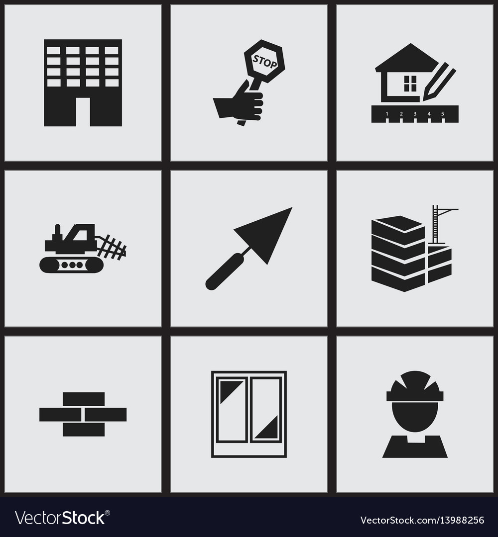 Set of 9 editable construction icons includes