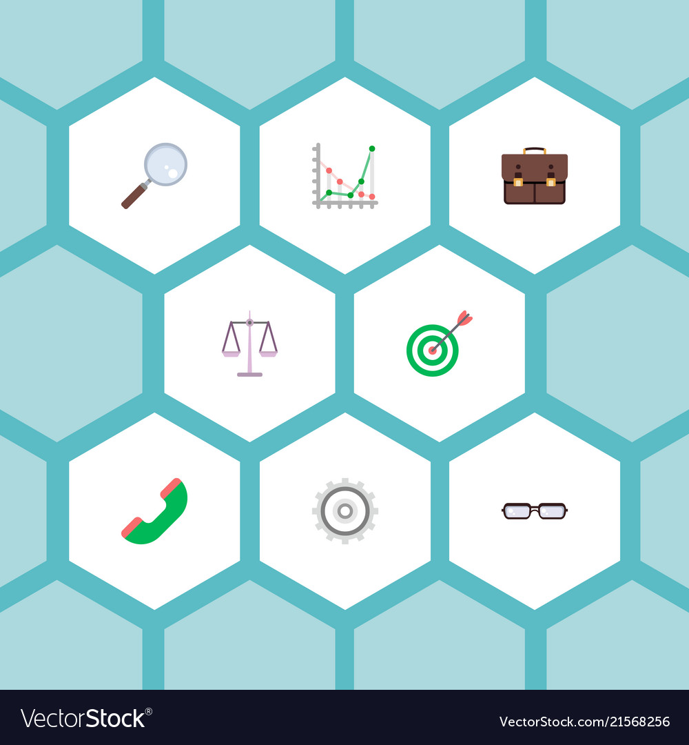 Set of job icons flat style symbols with case vector image Set of job icons flat style symbols with case