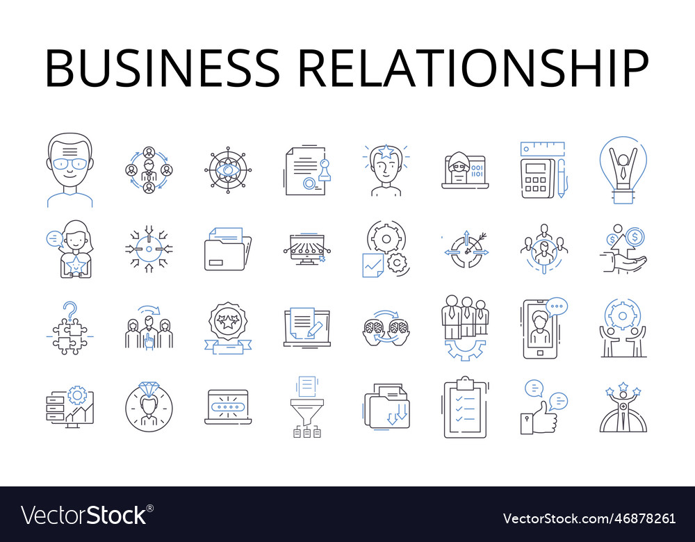 Business relationship line icons collection