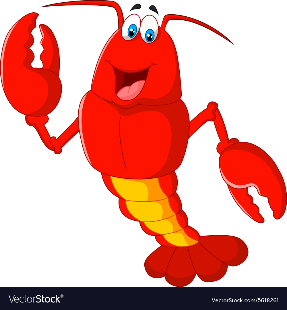 Cartoon lobster waving Royalty Free Vector Image