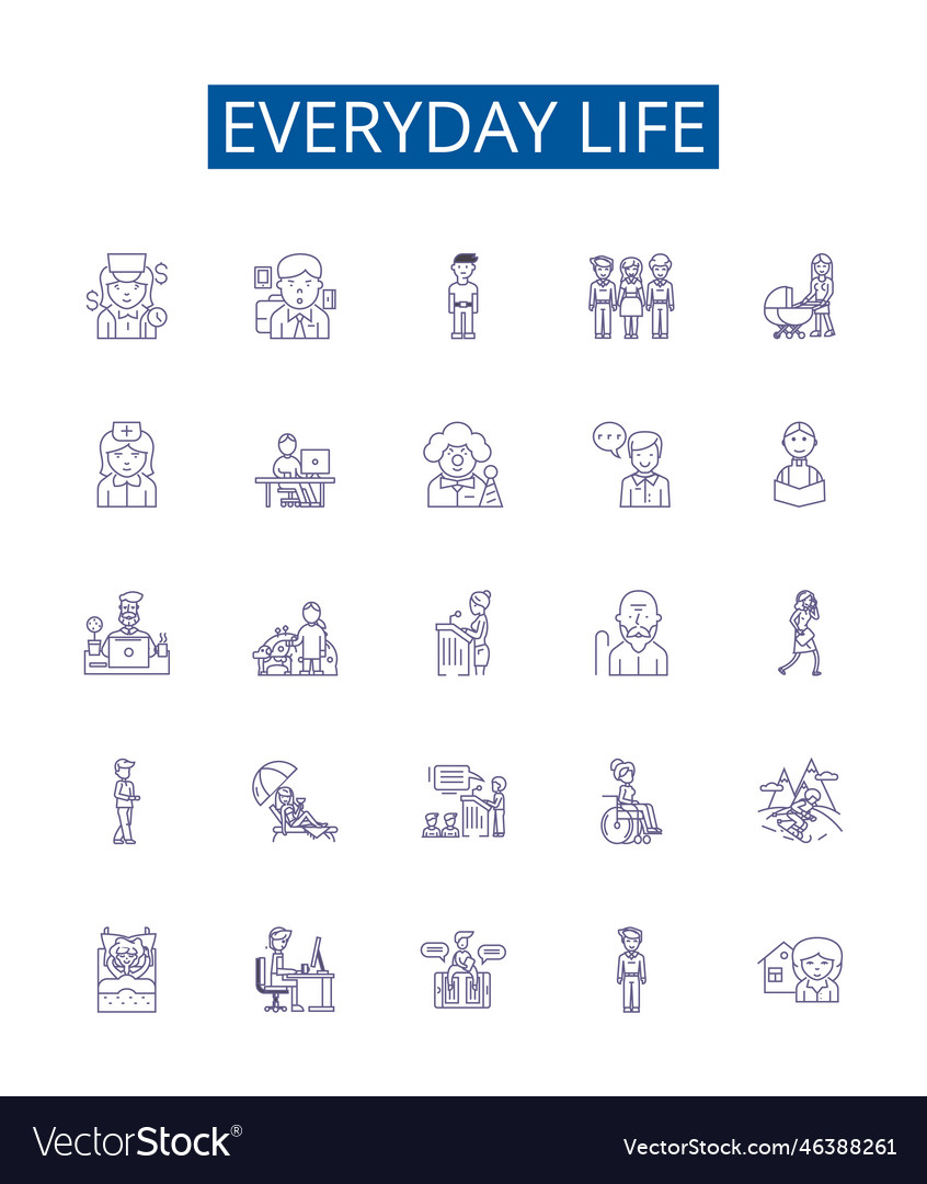 Everyday life line icons signs set design