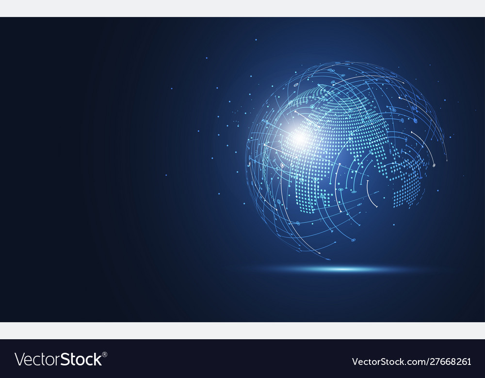 Global network connection world map point vector image Global network connection world map point