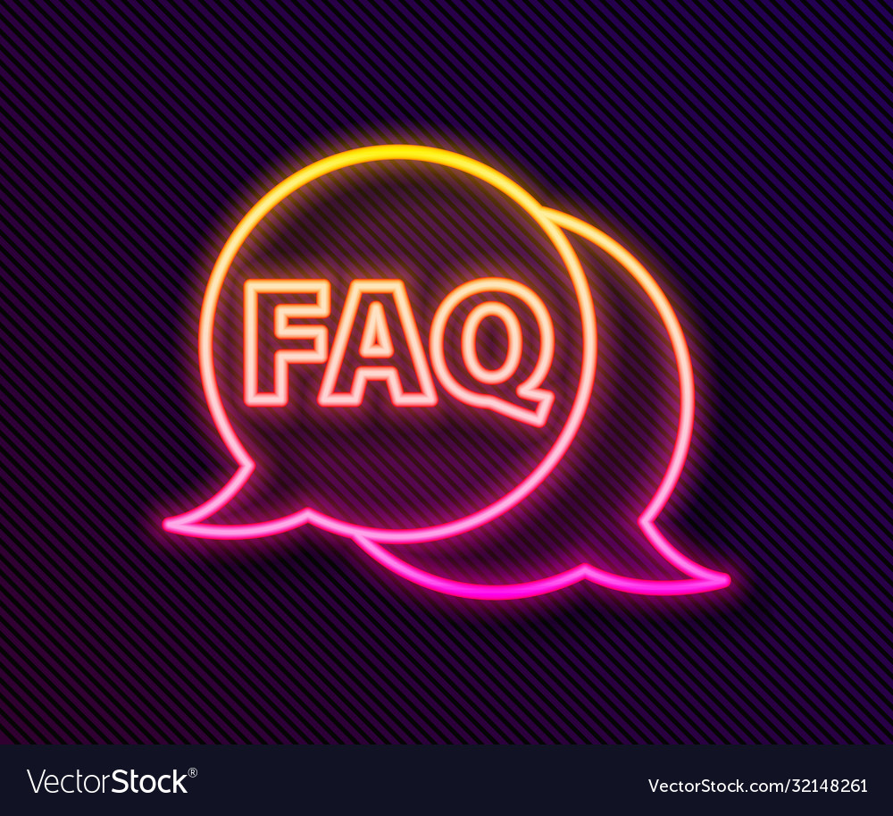 Glowing neon line speech bubble with text faq vector image Glowing neon line speech bubble with text faq