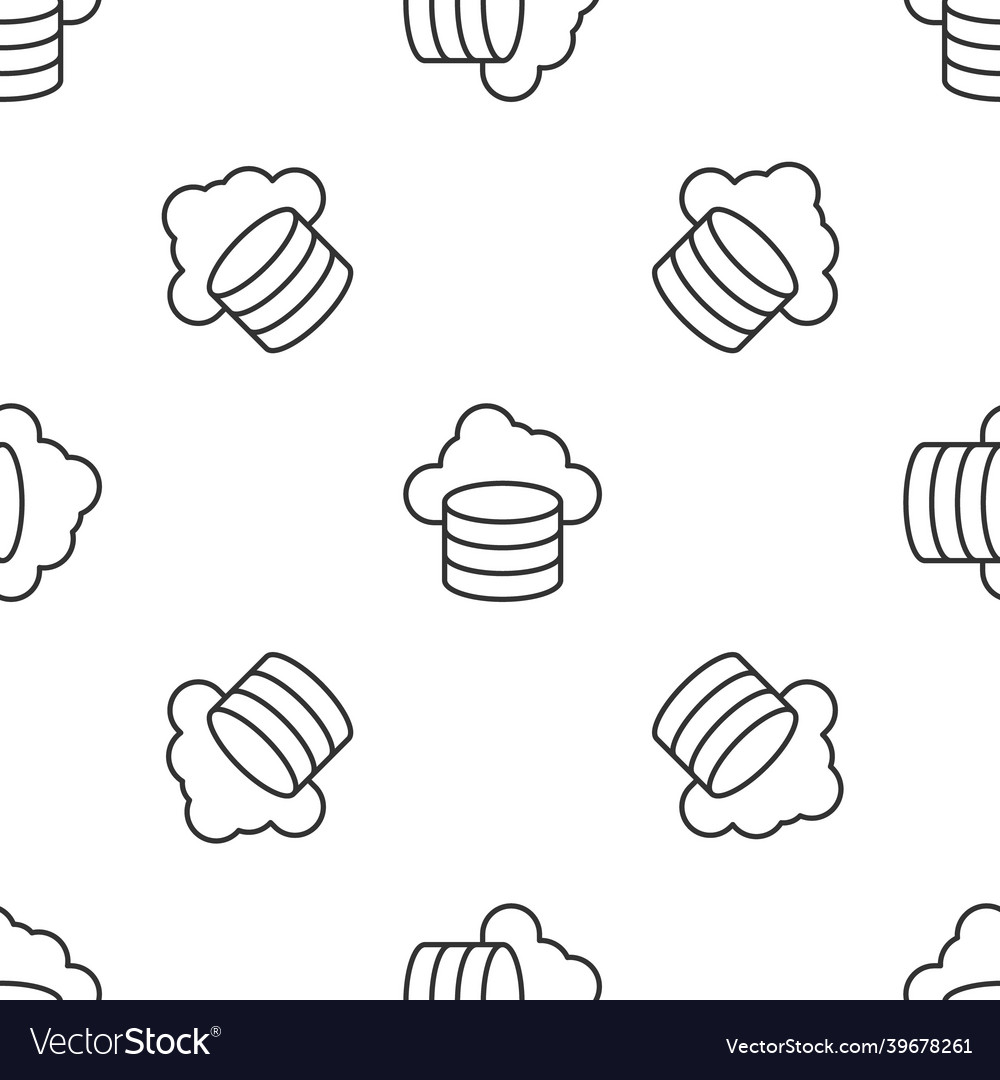 Grey line cloud database icon isolated seamless vector image Grey line cloud database icon isolated seamless