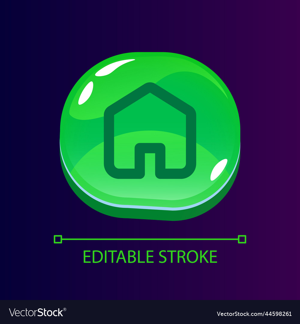 Home page glossy ui button with linear icon vector image Home page glossy ui button with linear icon