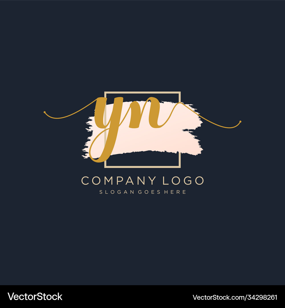 Initial yn handwriting logo with circle template Vector Image