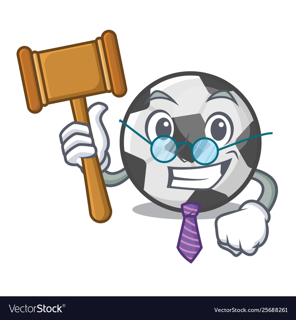 Judge soccer ball on character field Royalty Free Vector