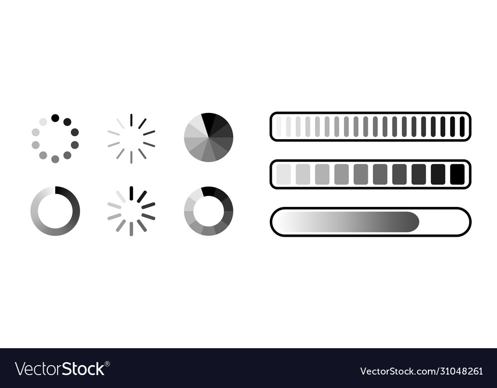 Loading process bar isolated elements on white vector image Loading process bar isolated elements on white