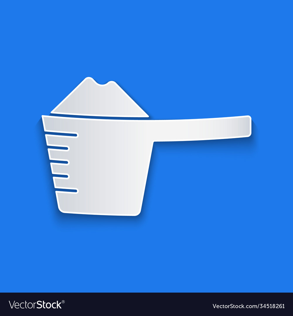 Papier geschnittenes Waschpulver in einem Messbecher-Symbol vector image Papier geschnittenes Waschpulver in einem Messbecher-Symbol