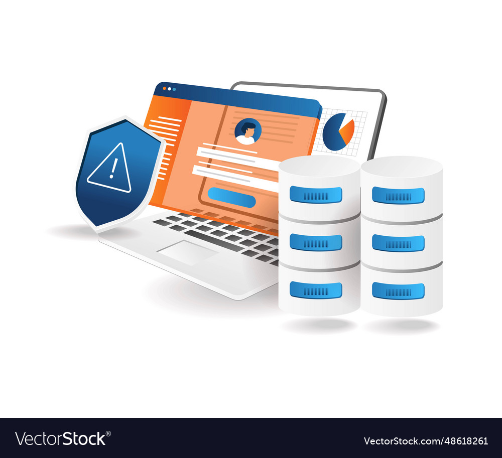 Personal data account database security warning vector image Personal data account database security warning