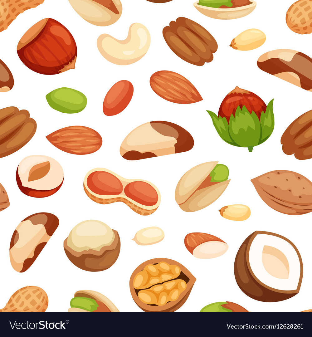 Seamless pattern with of nuts