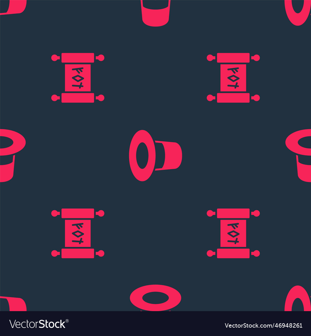Set magic scroll and hat on seamless pattern