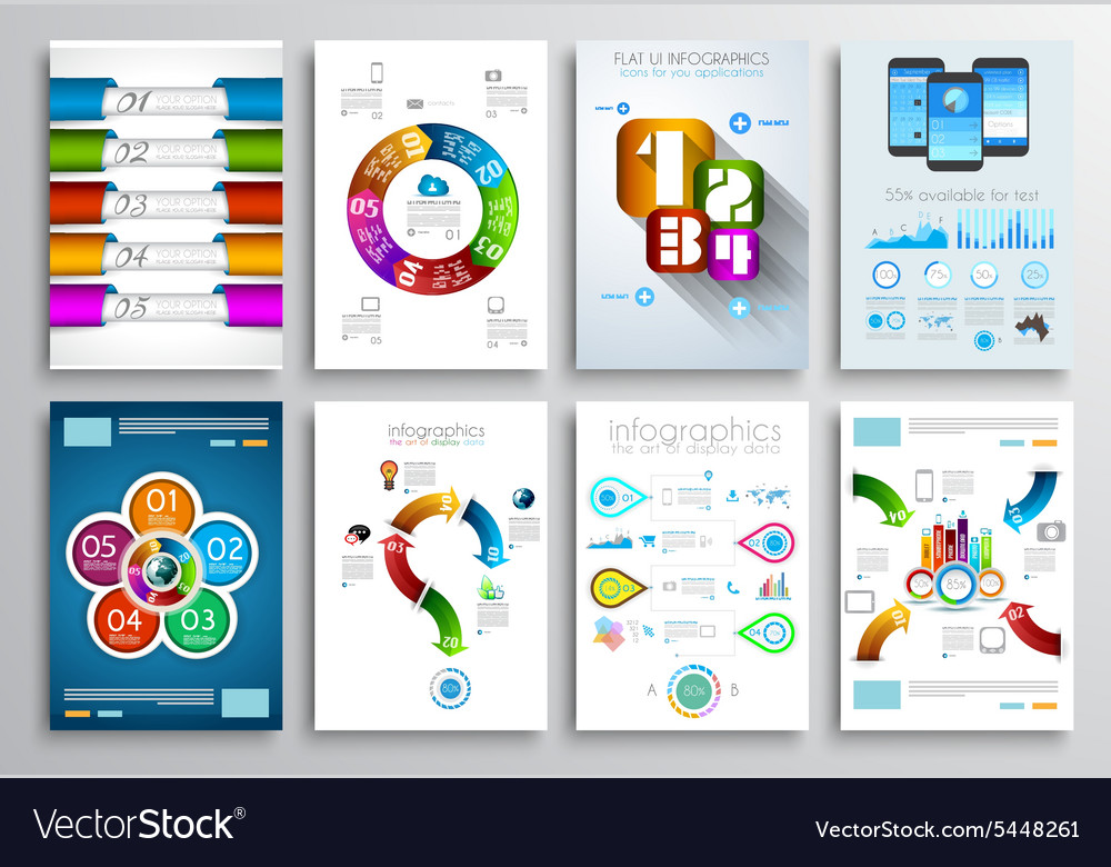 Set of brochure designs infographic backgrounds Vector Image