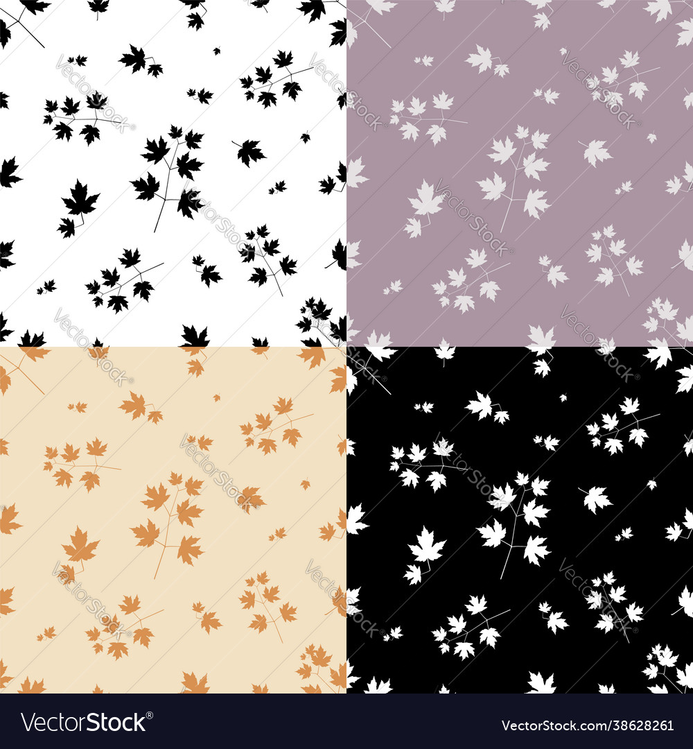 Set seamless patterns with silhouettes