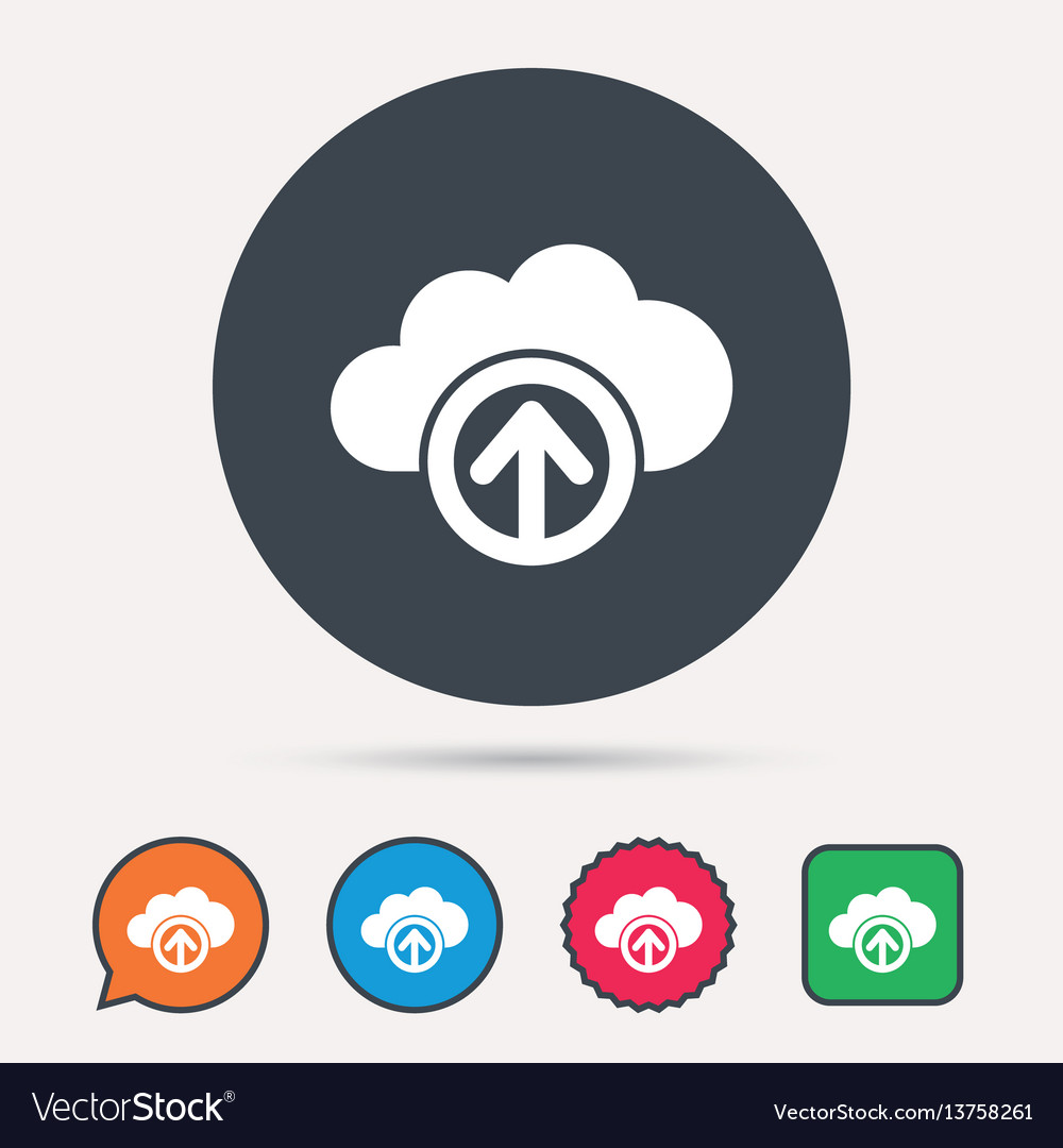 Upload from cloud icon data storage sign