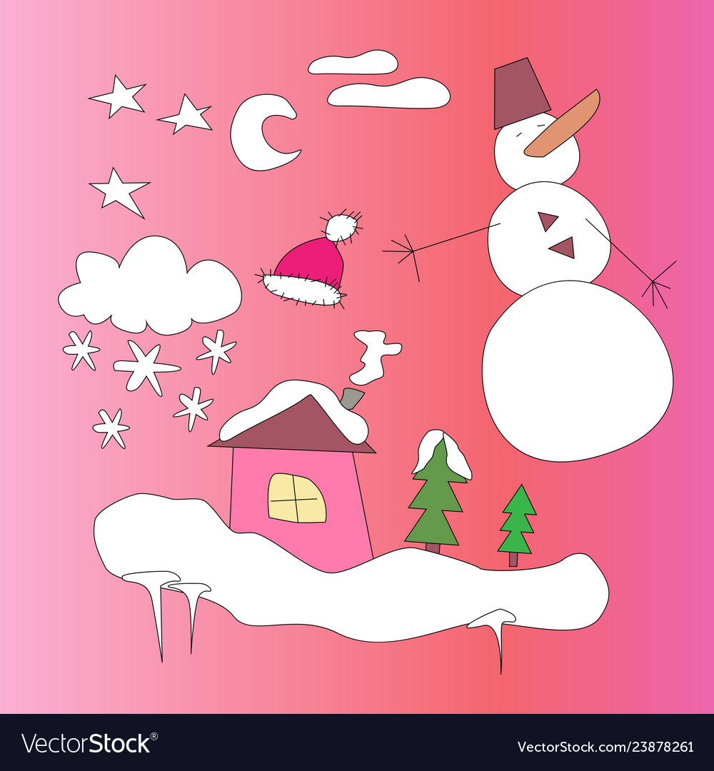 Winter Set Royalty Free Vector Image Vectorstock