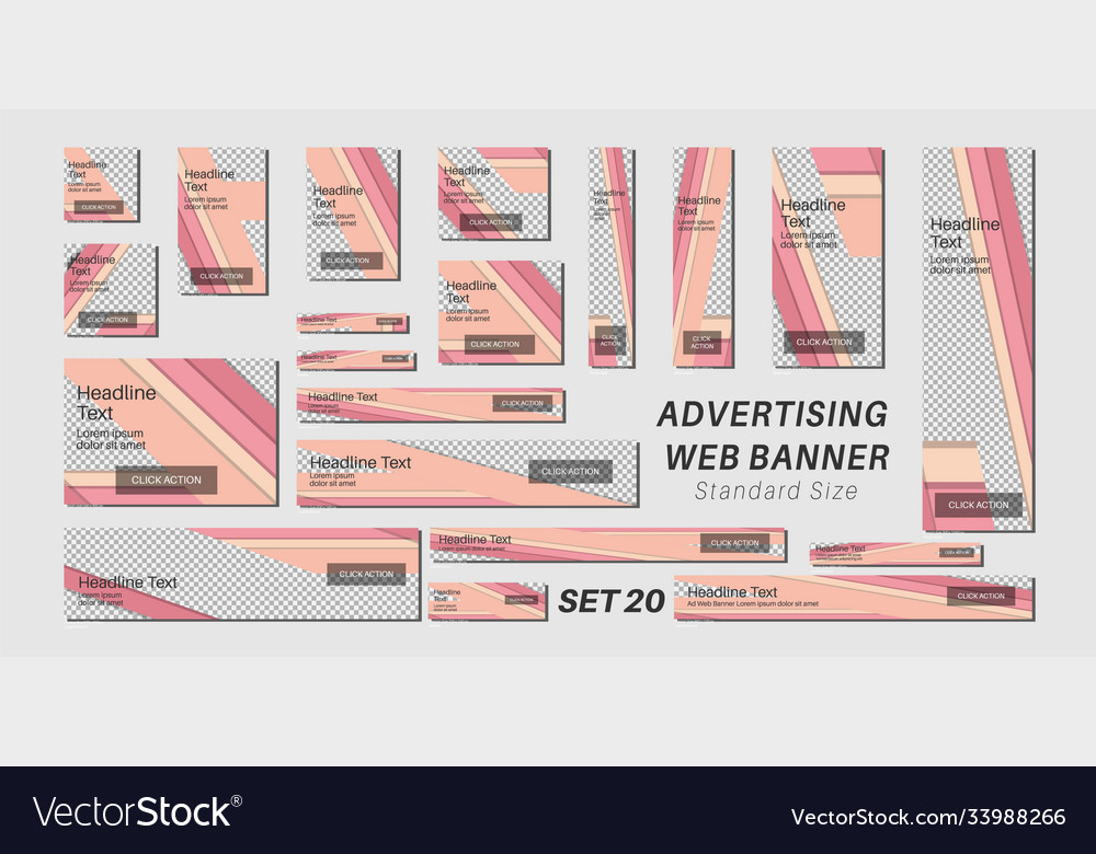 Ad web banner with standard size design template vector image Ad web banner with standard size design template