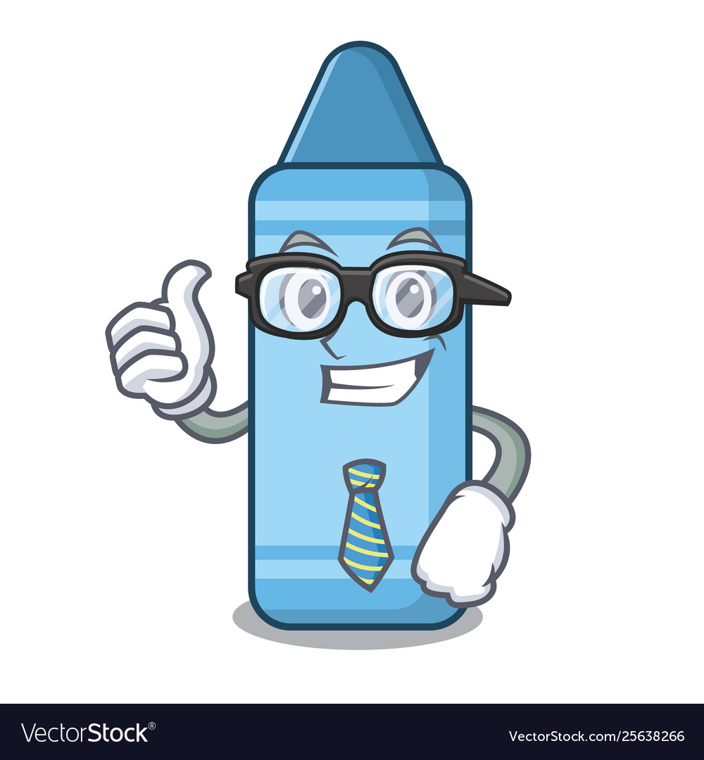 Businessman blue crayon in cartoon column