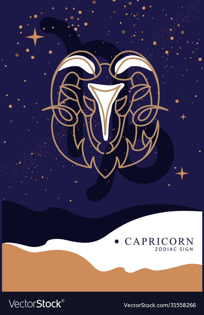 Card with astrology capricorn zodiac sign Vector Image