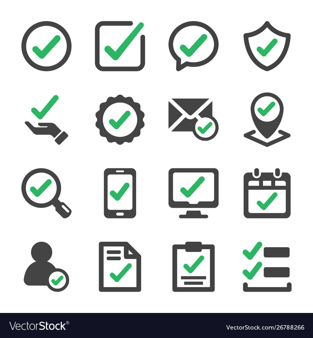Check icon set Royalty Free Vector Image - VectorStock