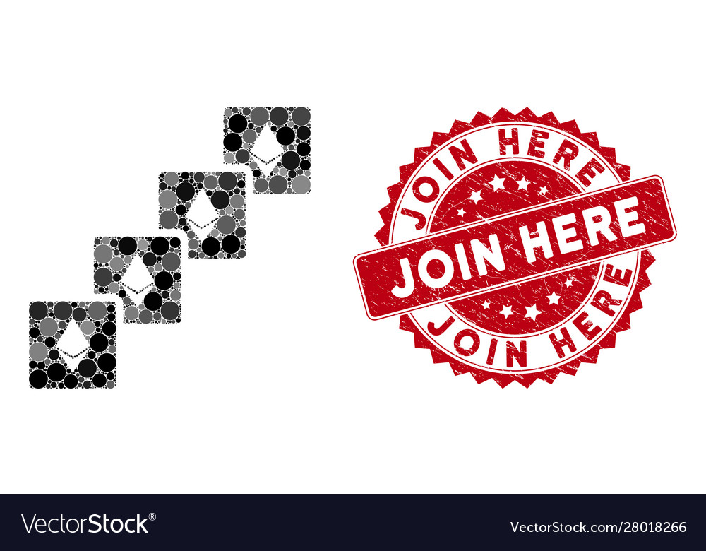 Collage ethereum blockchain with distress join vector image Collage ethereum blockchain with distress join