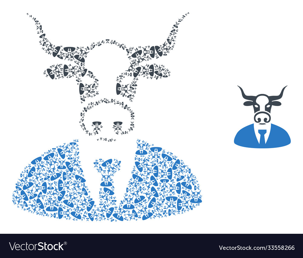 Cow boss recursion composition self icons vector image Cow boss recursion composition self icons