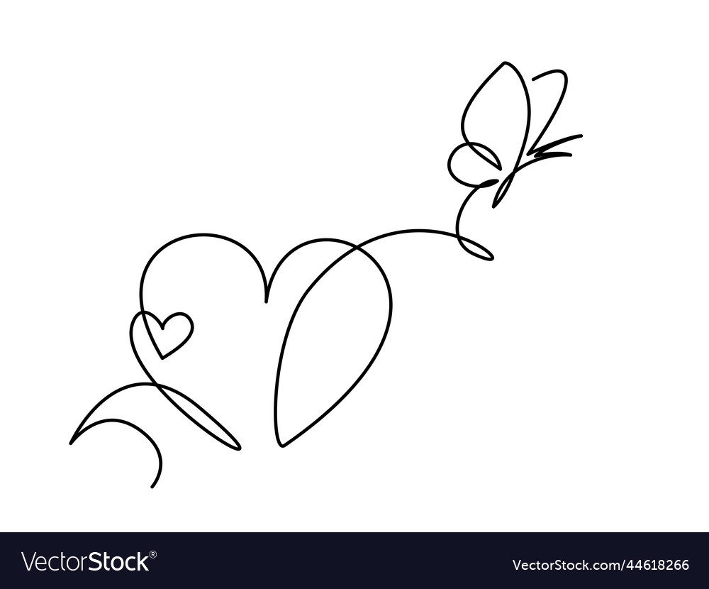 Flower heart symbol of love one line Royalty Free Vector