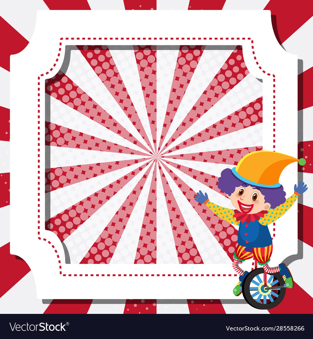 Frame template design with circus clown vector image Frame template design with circus clown
