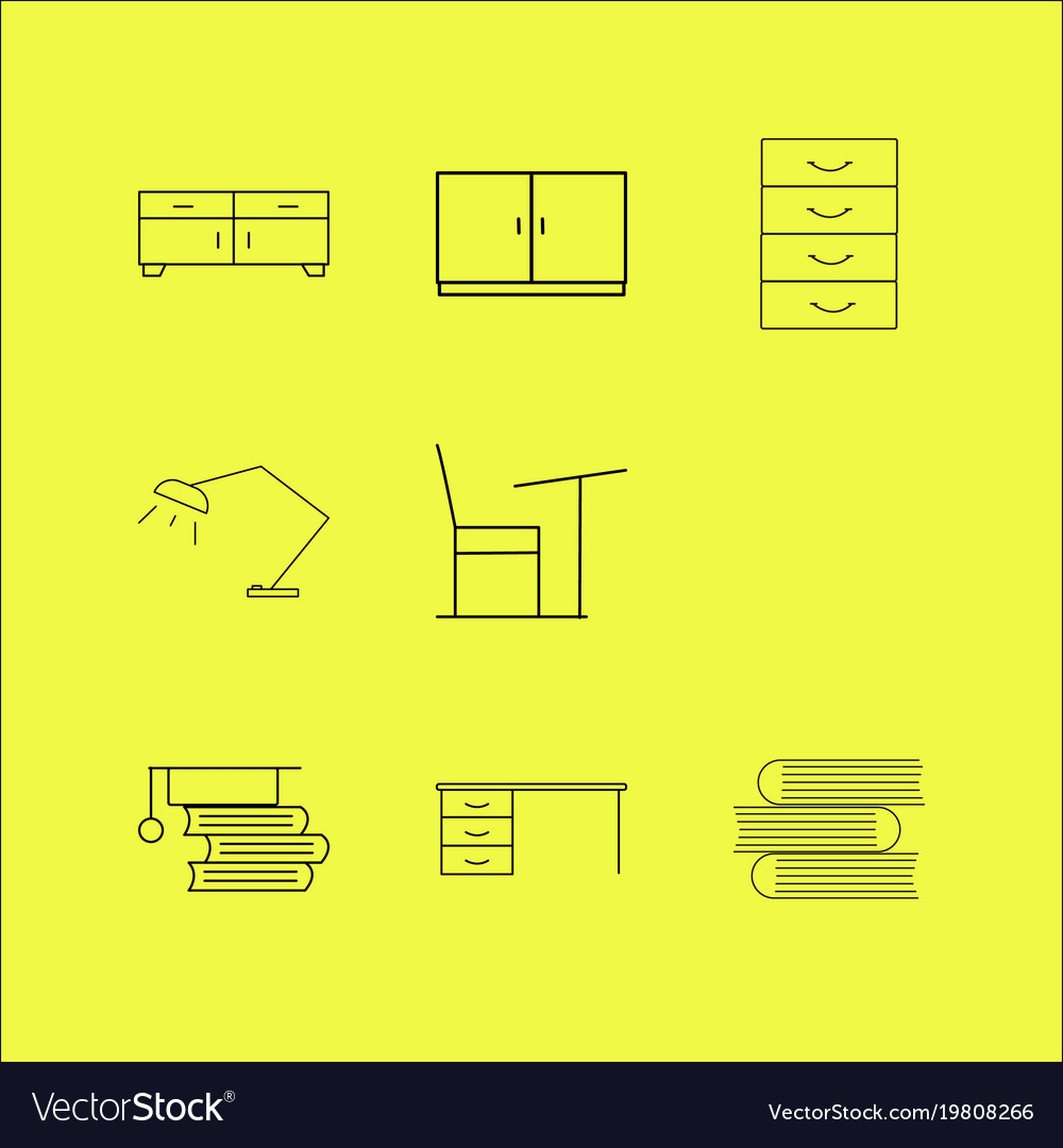 Furniture linear icon set simple outline icons