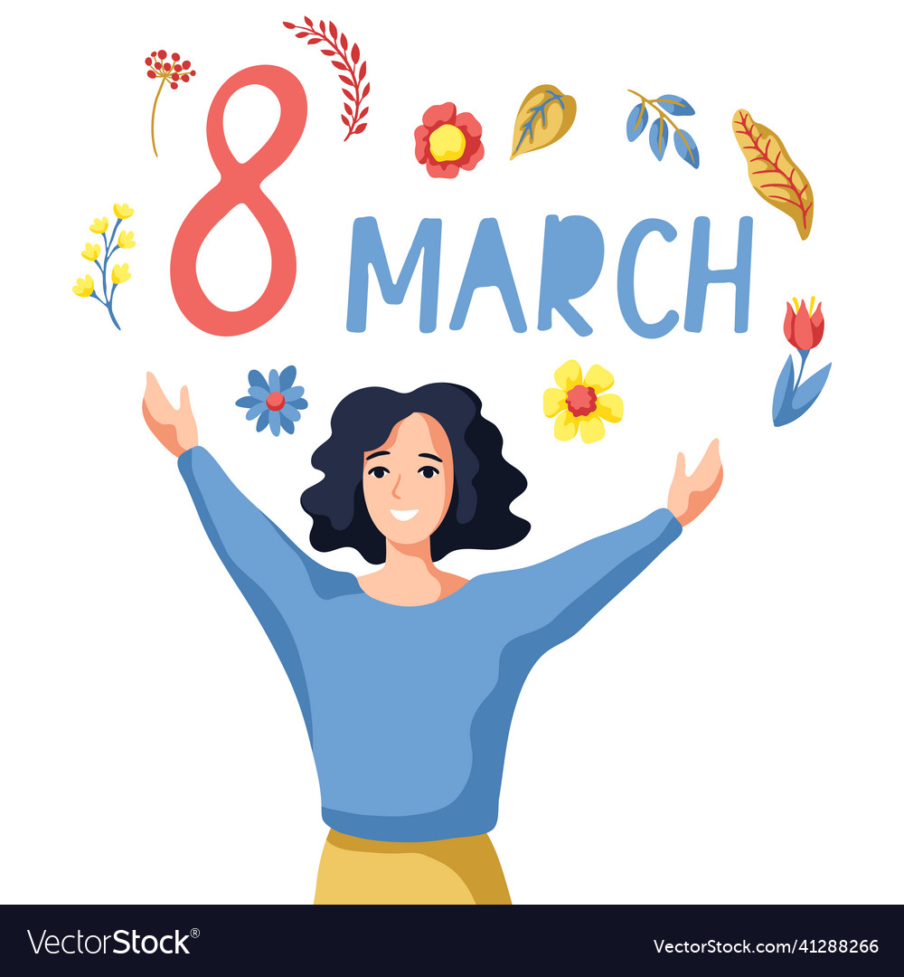 Greeting Card For International Womens Day Vector Image