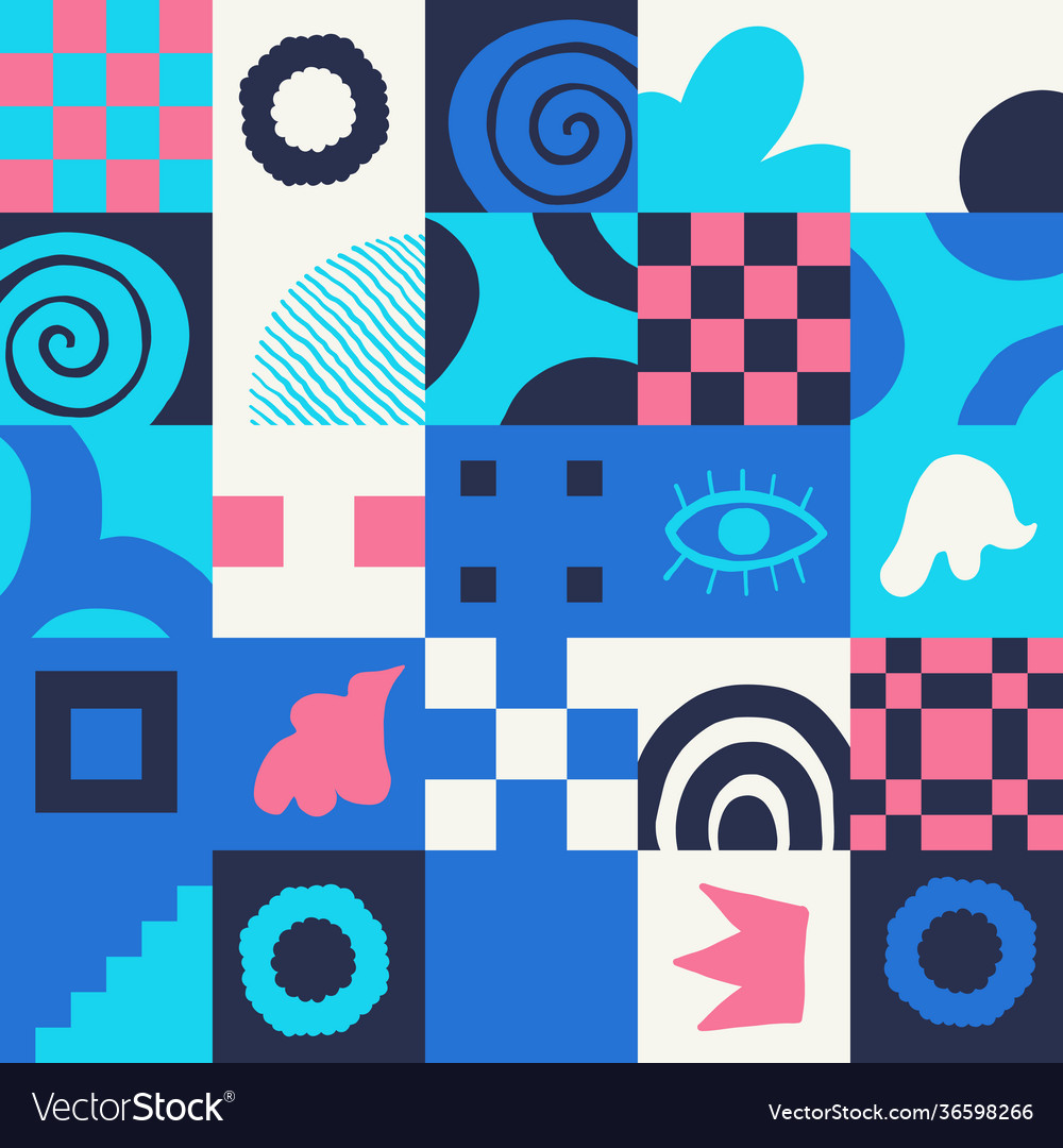 Hand-drawn abstract pattern design vector image Hand-drawn abstract pattern design