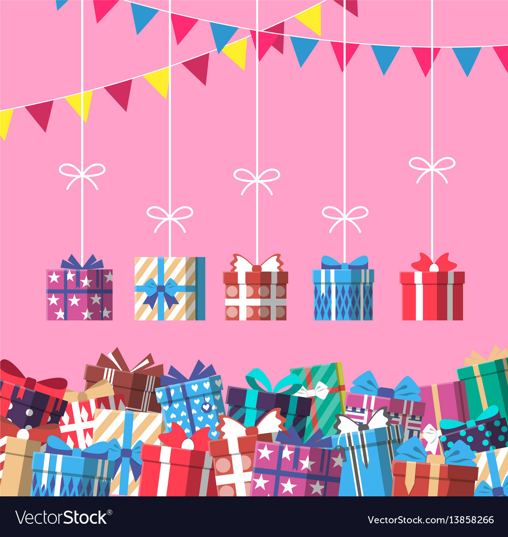 happy birthday banner with colorful gift box vector image colorful happy birthday banner