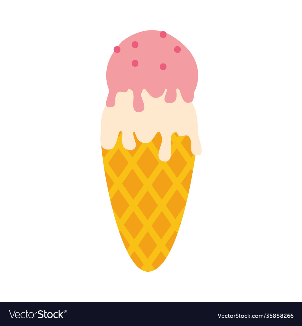 Ice cream cone hand drawn icon colorful design Vector Image