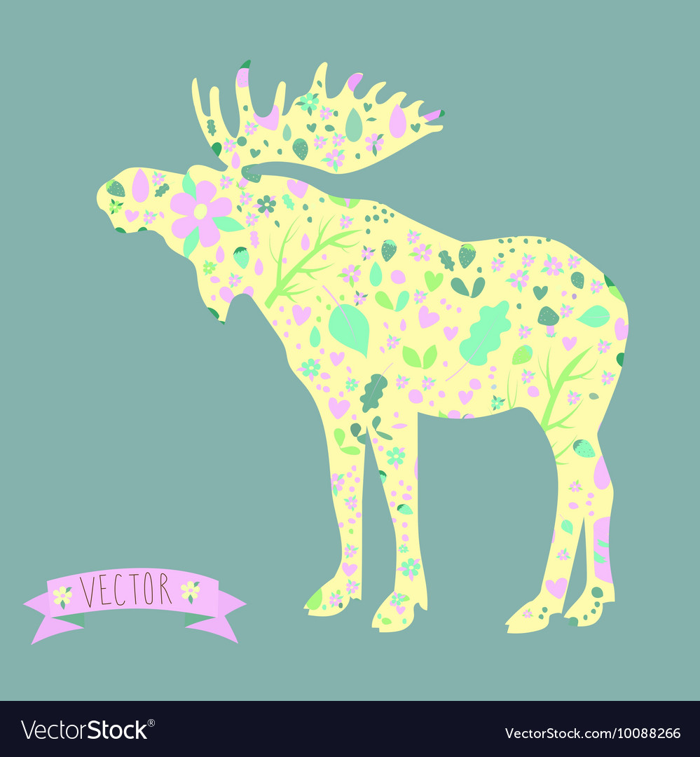 Image of a moose with elements berries