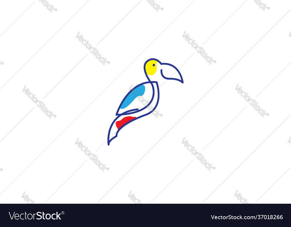 Lines art abstract colorful bird big beak logo