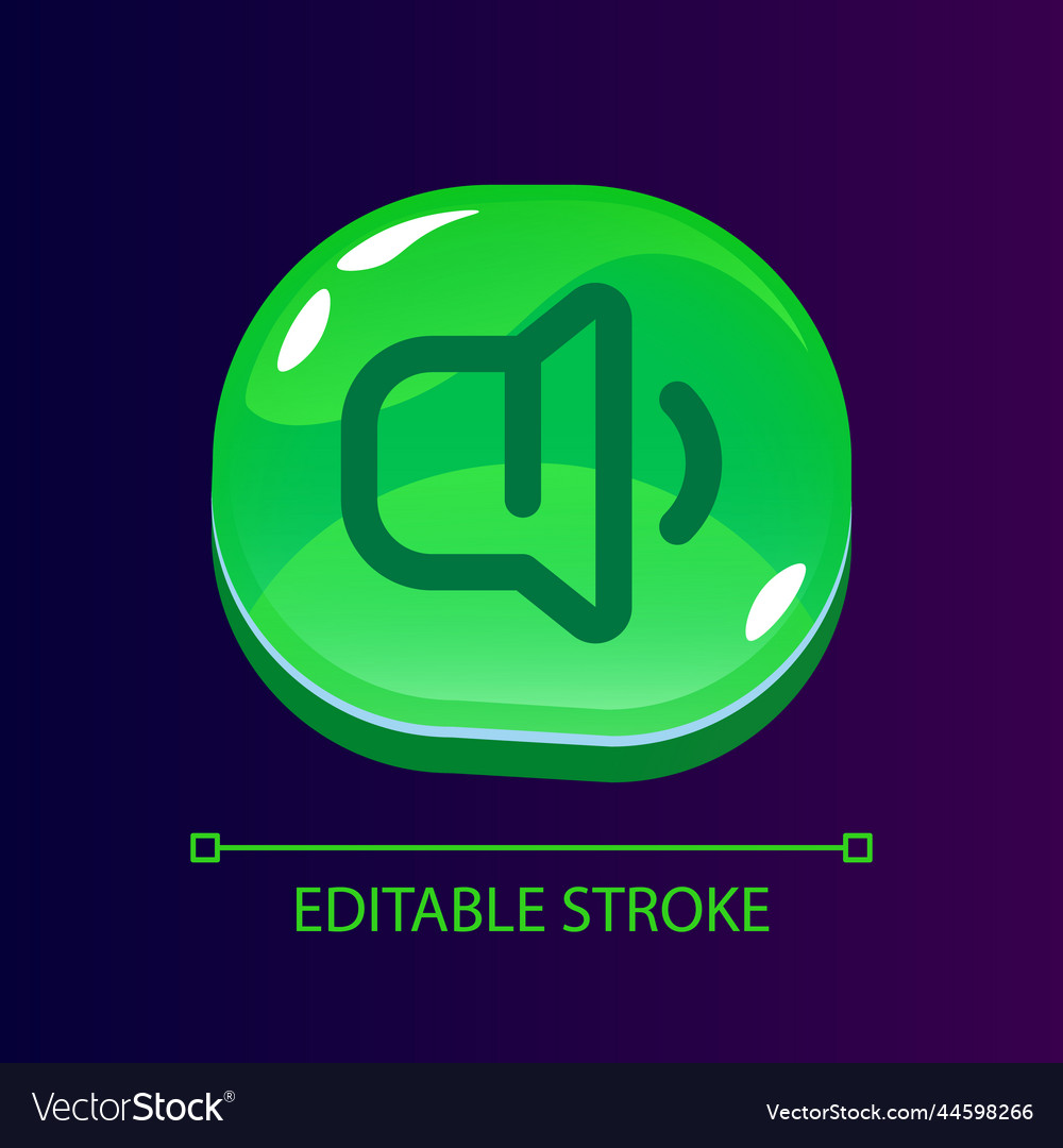 Low Sound glänzend ui Knopf mit linearem Symbol vector image Low Sound glänzend ui Knopf mit linearem Symbol