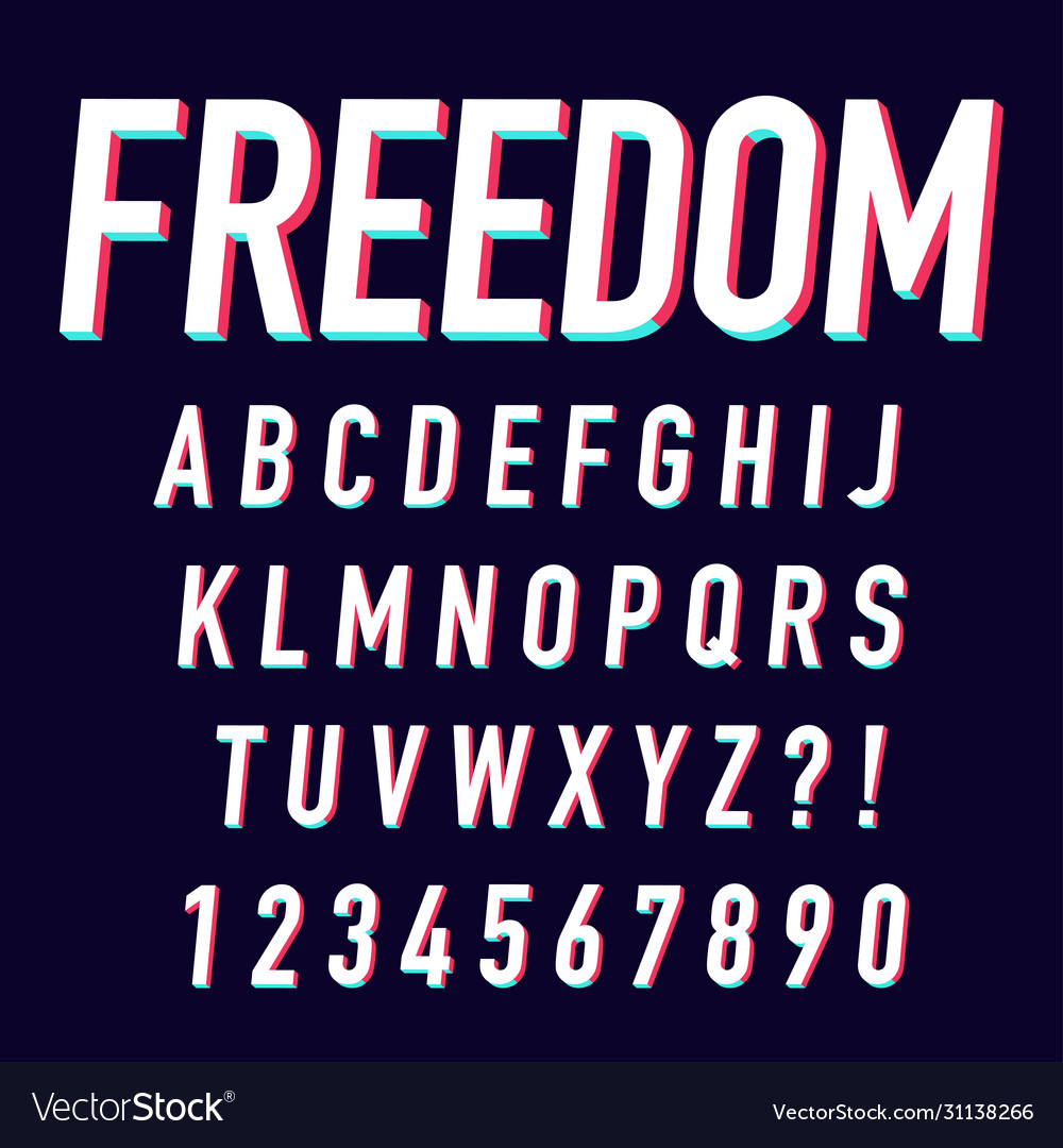 Modern font set letters and numbers