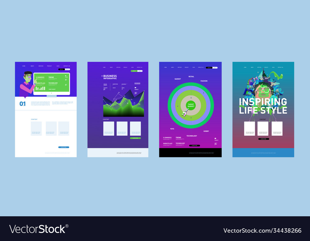 Presentation and website interface layout design Vector Image Presentation and website interface layout design