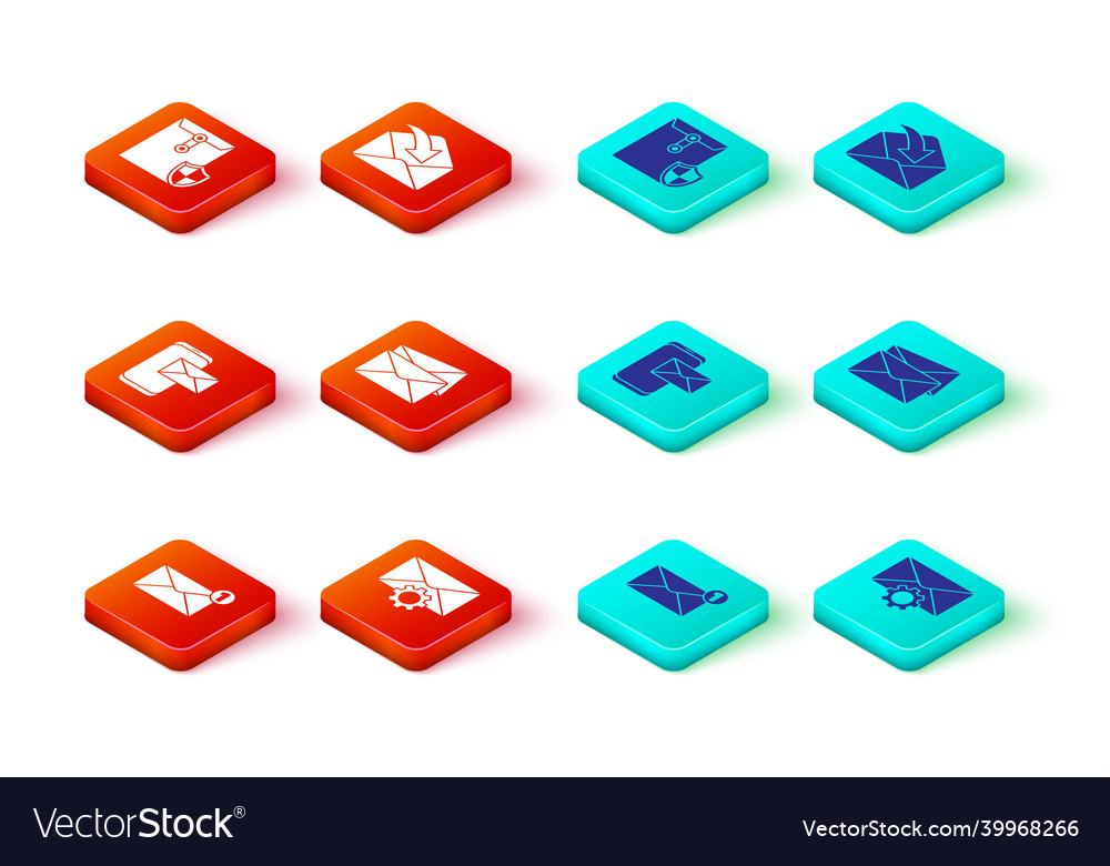Set envelope setting mobile vector image Set envelope setting mobile