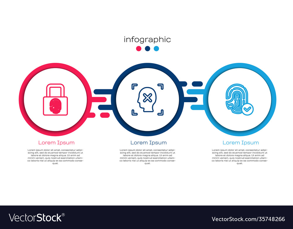Set line fingerprint with lock rejection face Vector Image Set line fingerprint with lock rejection face
