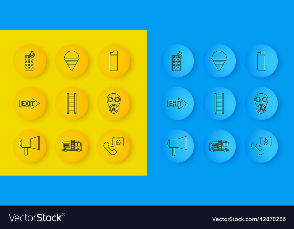 Set line megaphone fire exit escape telephone vector image Set line megaphone fire exit escape telephone