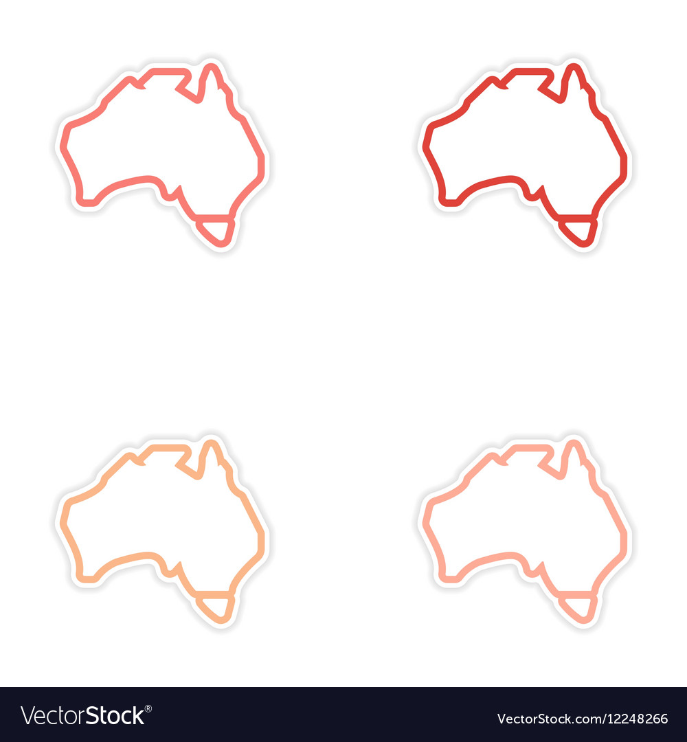 Set of stickers australian map on white background