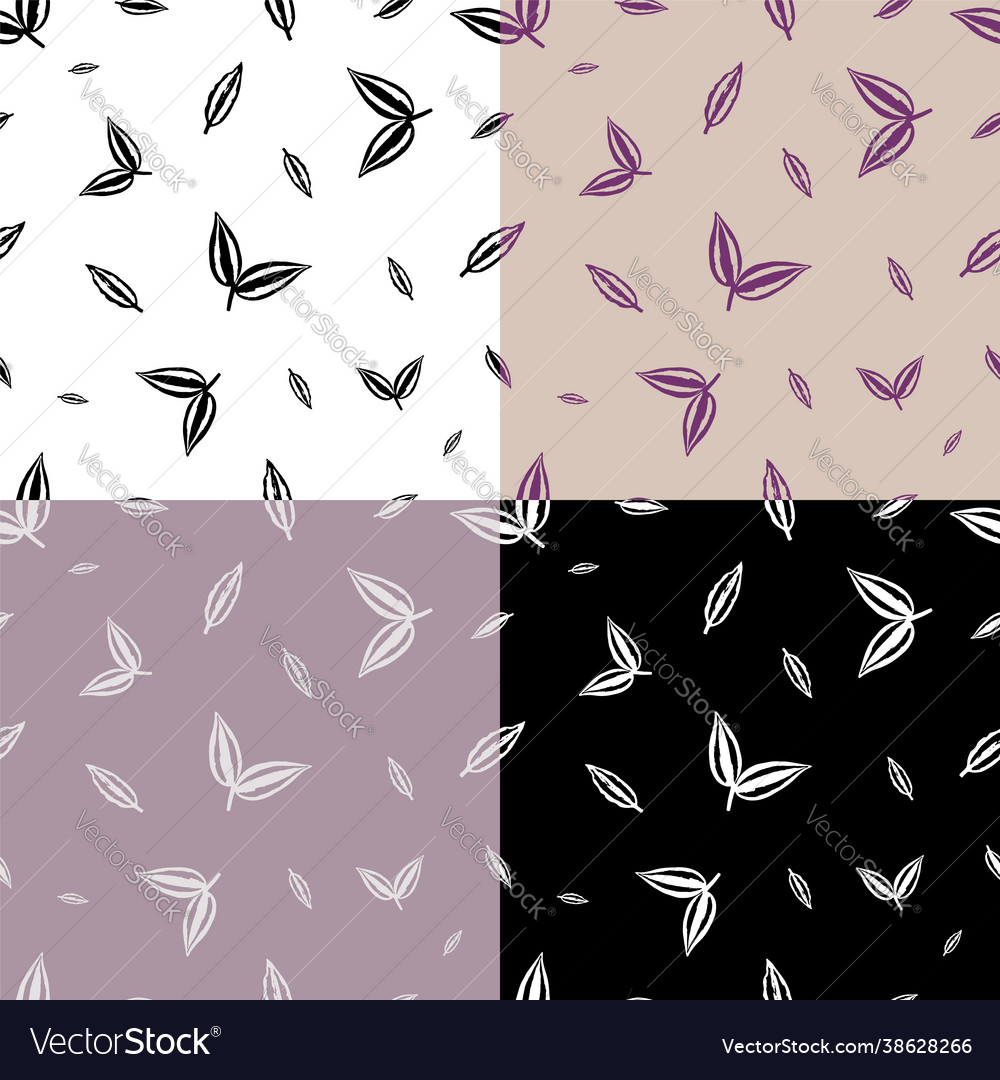 Set seamless patterns with silhouettes thin