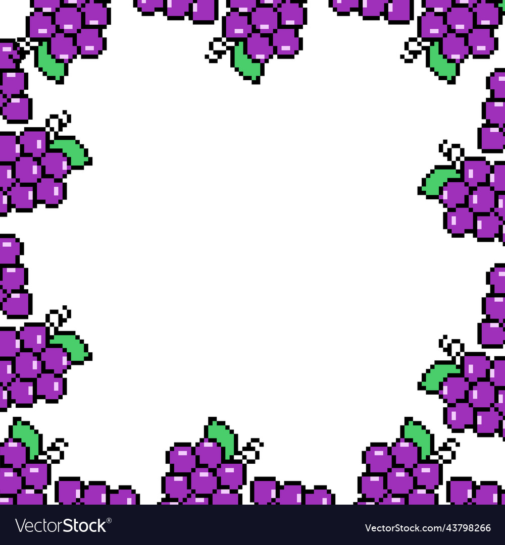 Square grape pixel art frame design
