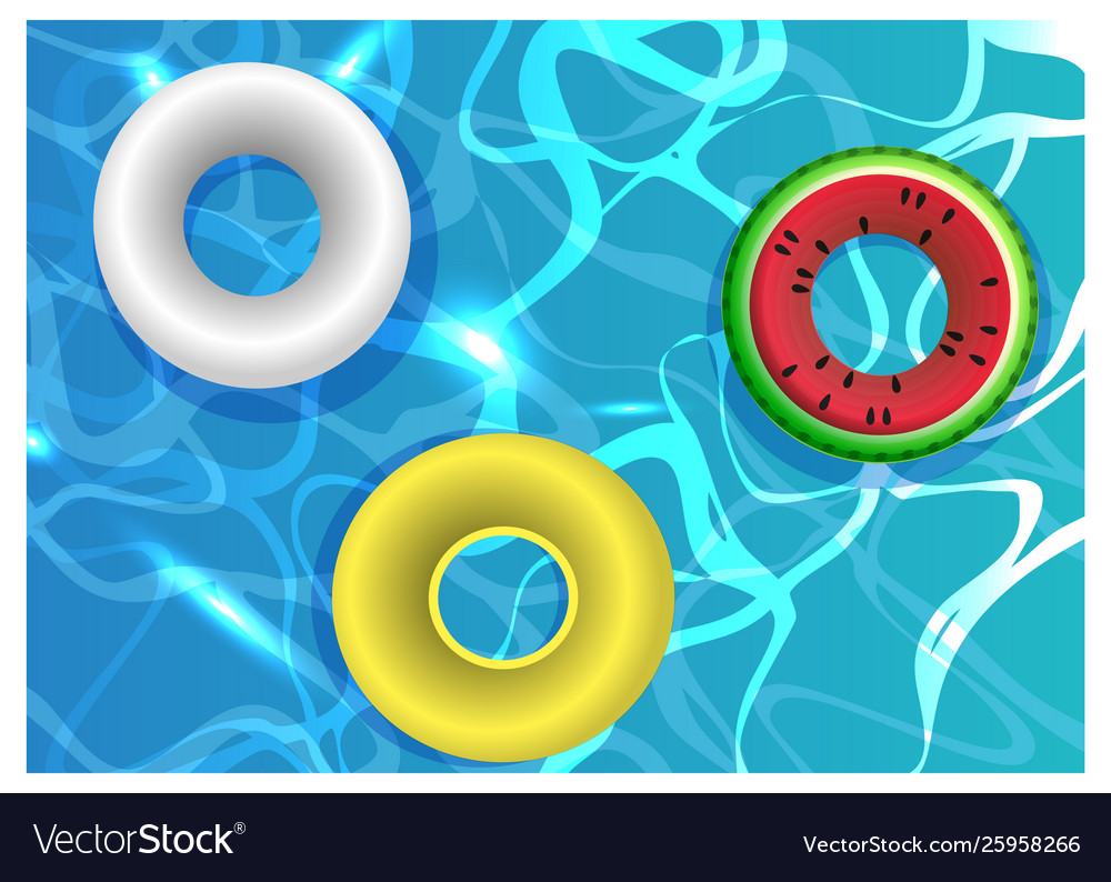 Swimming pool with colorful floats inflatable Vector Image