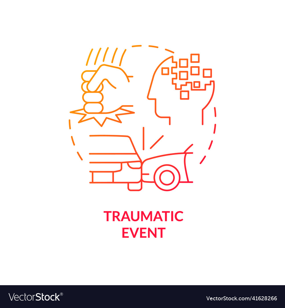 Traumatic event red gradient concept icon vector image Traumatic event red gradient concept icon